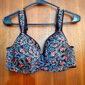 WOMEN'S IZOD BLACK AND FLORAL BRA SIZE 40C